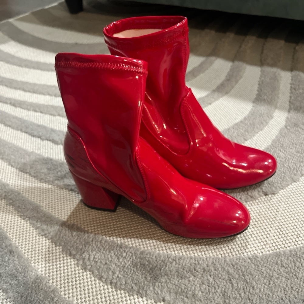 Forever 21 Shiny Red Heeled Boots